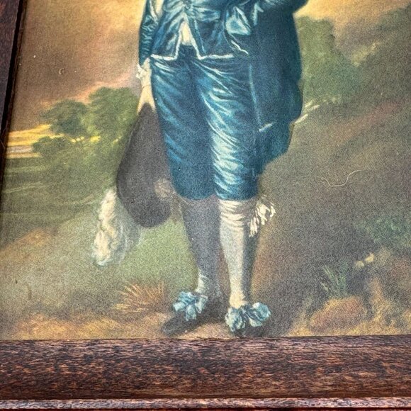 Vtg Blue Boy Thomas Gainsborough Pinkie Lawrence Raised Prints Wood Carved Frame - Picture 14 of 14